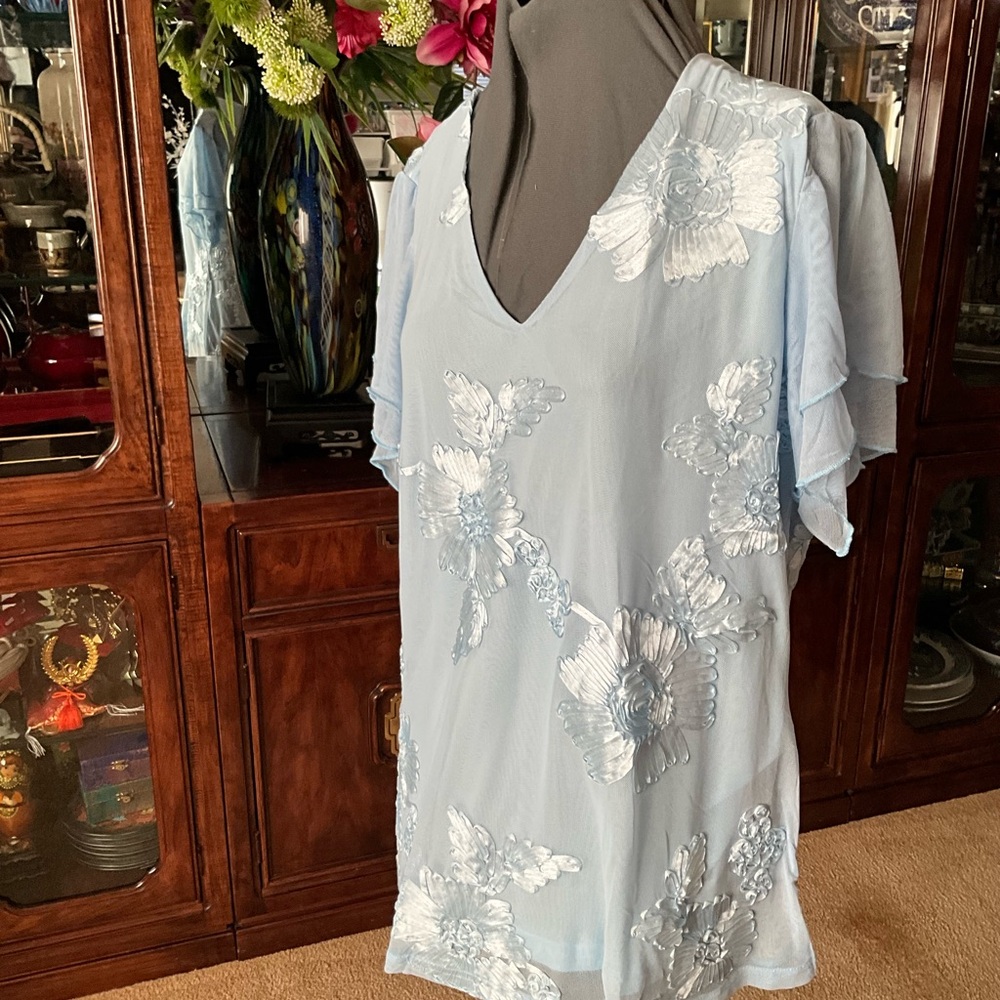 Light Blue Floral Embroidered Women’s Dress